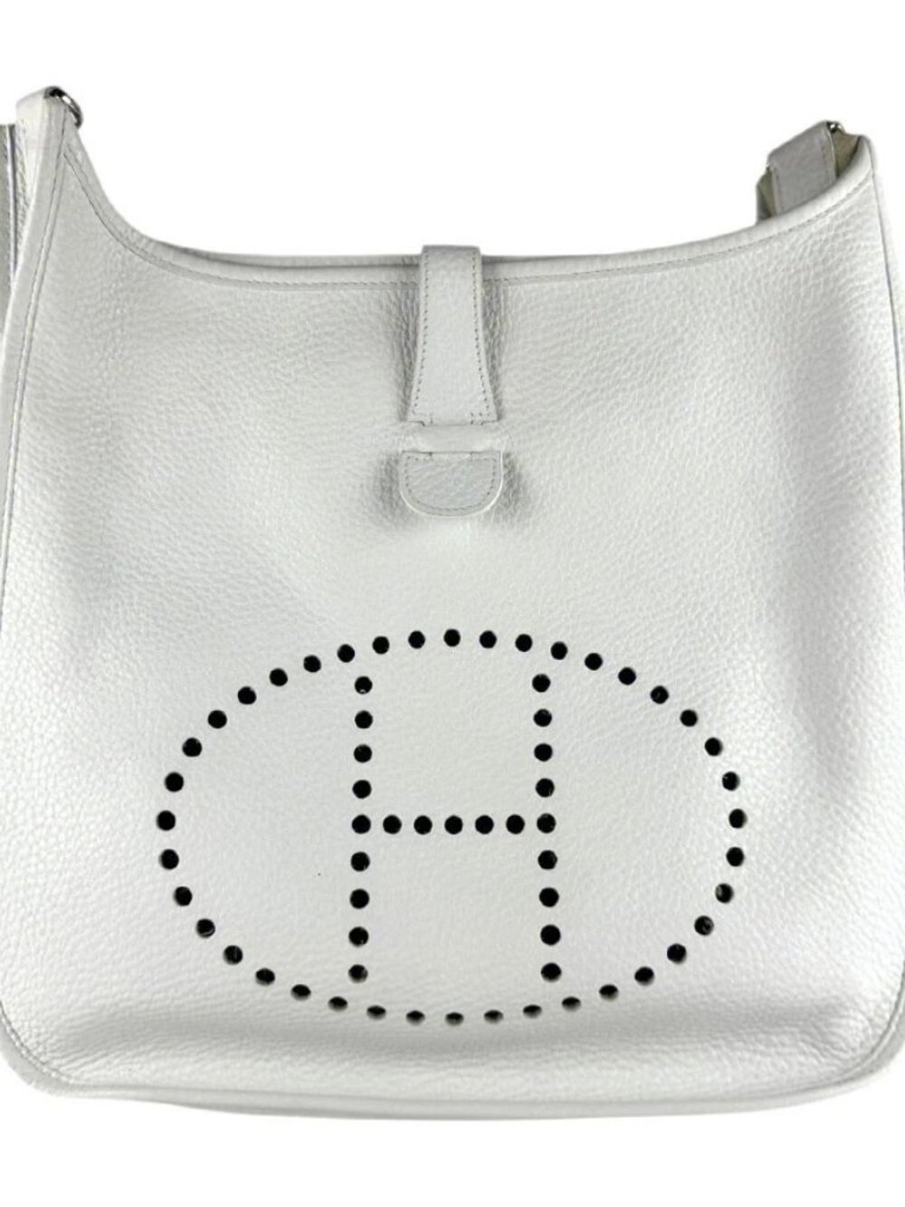 HERMES Evelyne II GM Shoulder Bag White/Silver Taurillon Clemence
